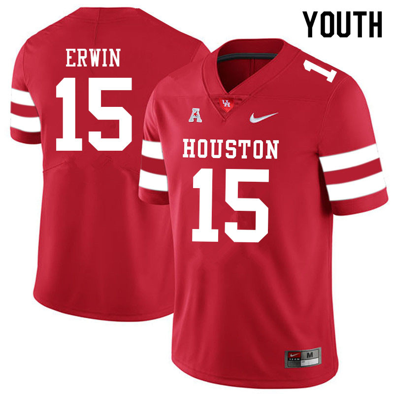 Youth #15 Jaylen Erwin Houston Cougars College Football Jerseys Sale-Red